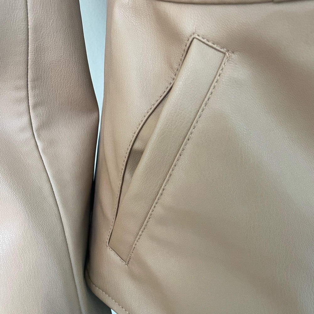 Zara Faux Leather Zip Up Blazer Small - Picture 7 of 9